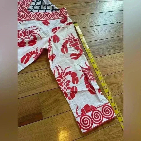 Gretchen Scott Tunic Top Womens Size XS 3/4 Sleeves Crab Print Red/White V Neck - Picture 7 of 10